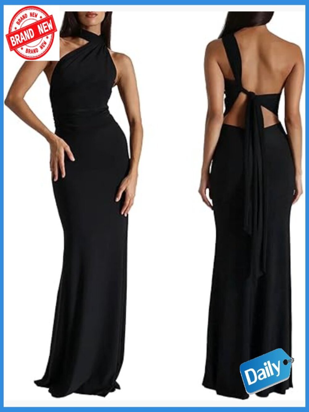 Bodycon Maxi Dress Halter Cut Out Backless Wedding Guest Beach